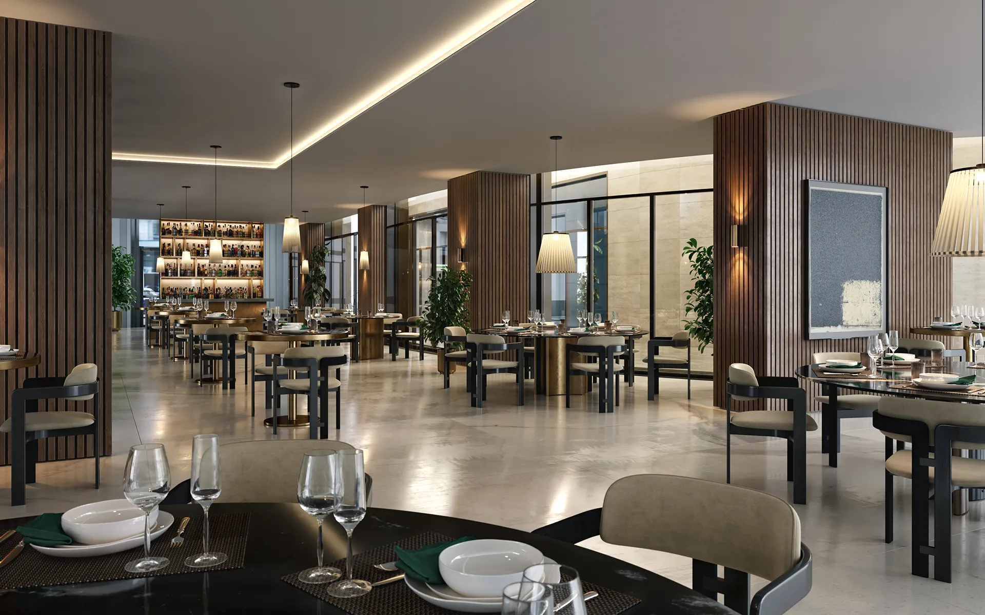 Sala da ristorante al piano terra di Palazzo Missori a Milano centro