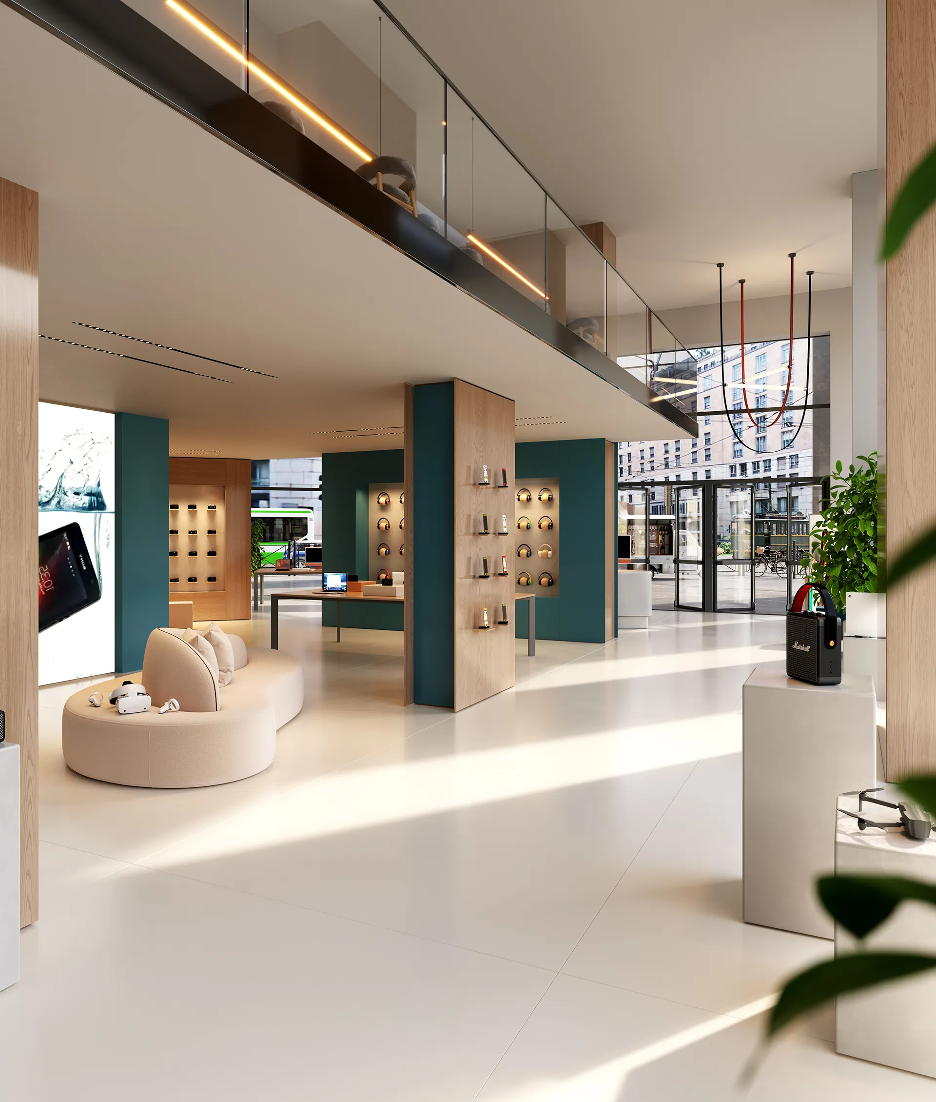 Spazio interno di un concept store su due pieni di Palazzo Missori 