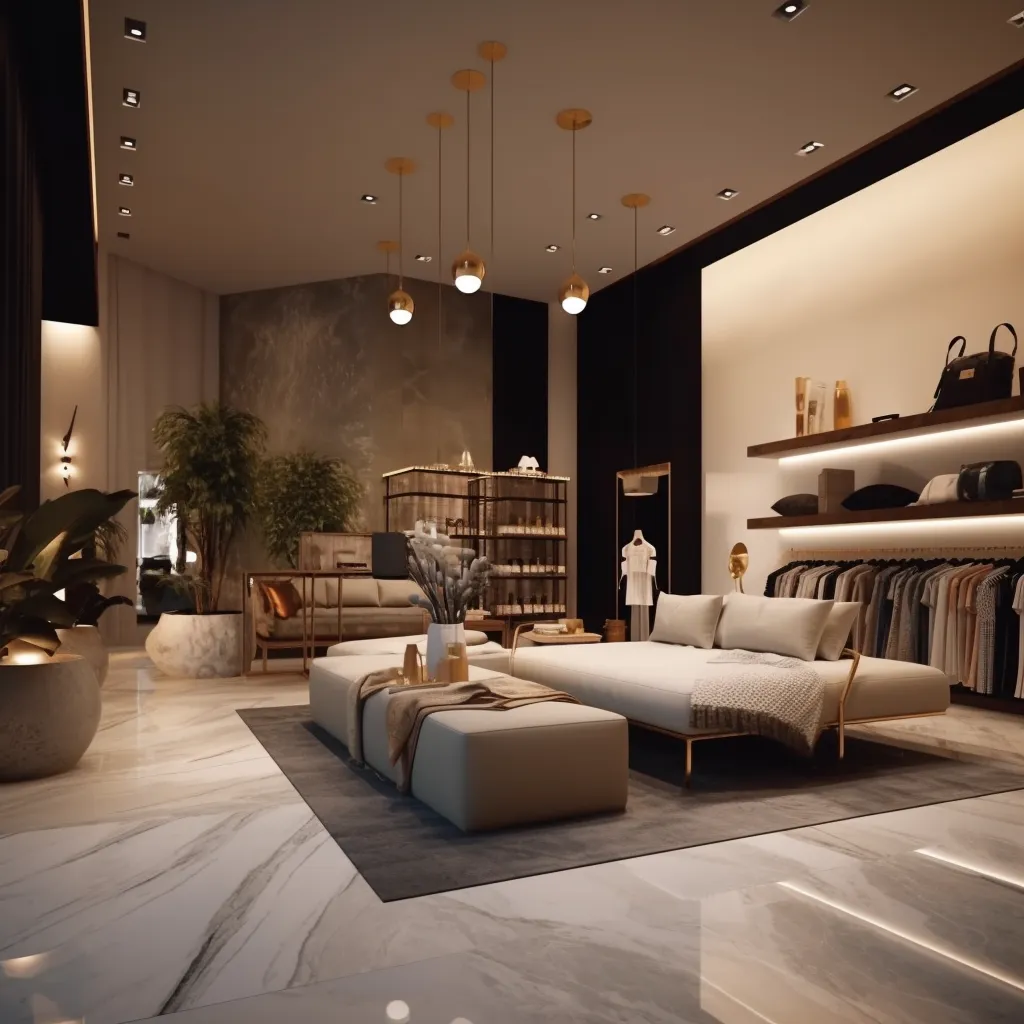 Zona lounge con divanetti di un negozio di Palazzo Missori 